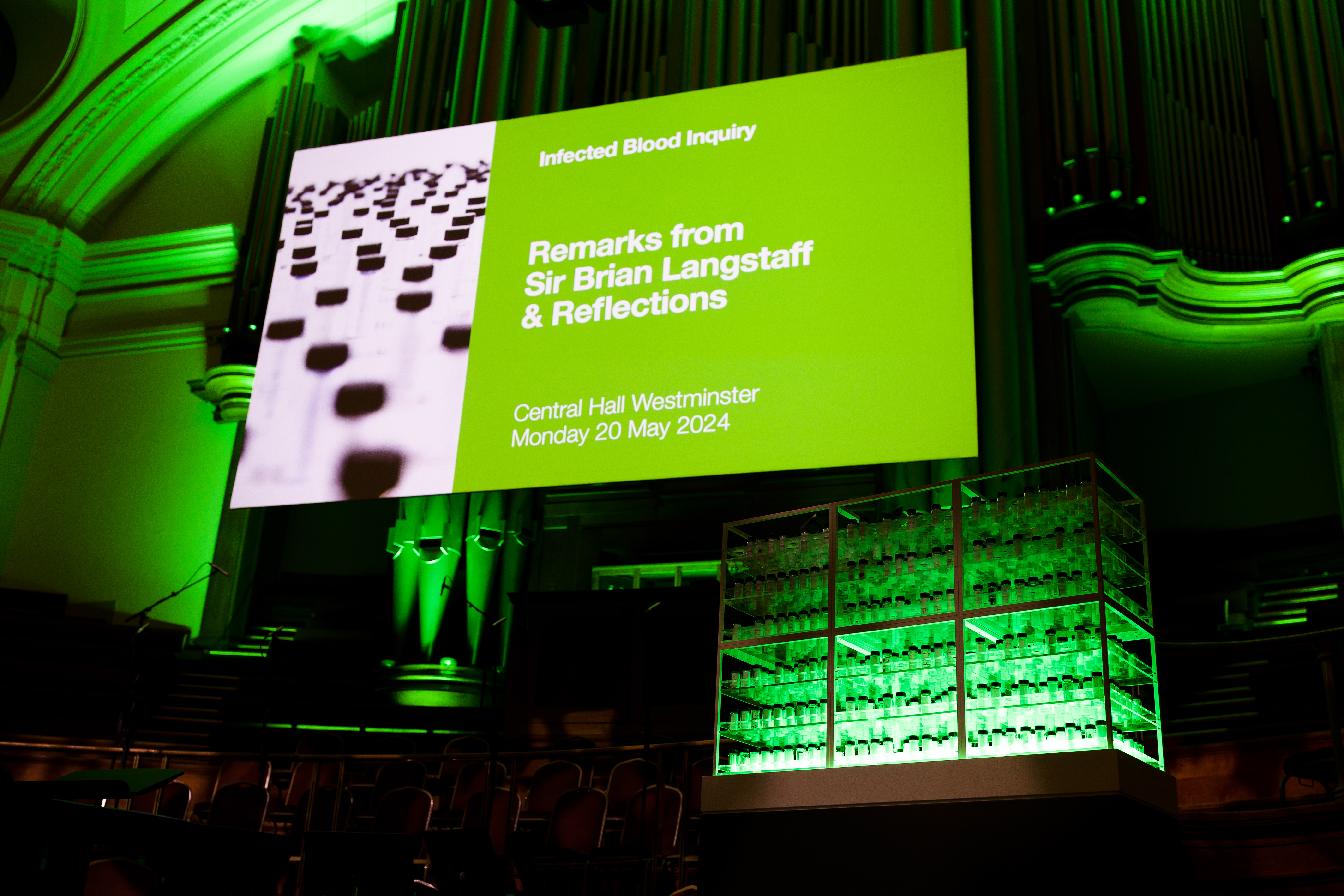 The Inquiry Memorial on stage on publication day, 20 May 2024